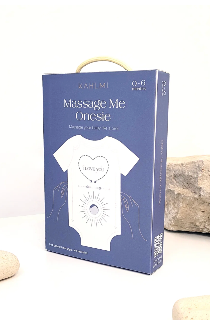 בגד גוף לתינוק Kahlmi Massage Me – מדריך עיסוי מודפס | גיל 0–6 חודשים