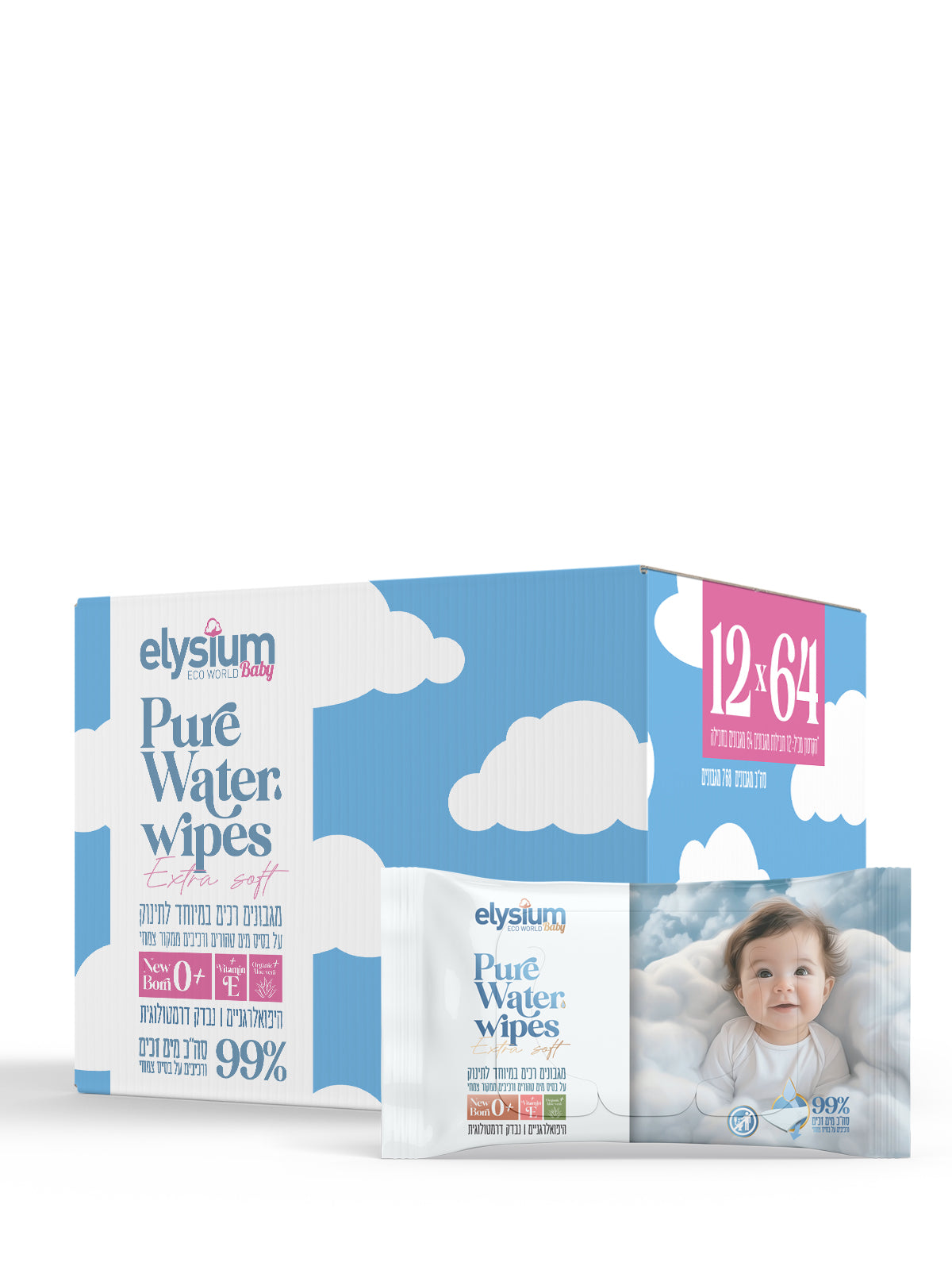 מגבונים רכים במיוחד לתינוק - ללא בישום- מארז 12 יח׳