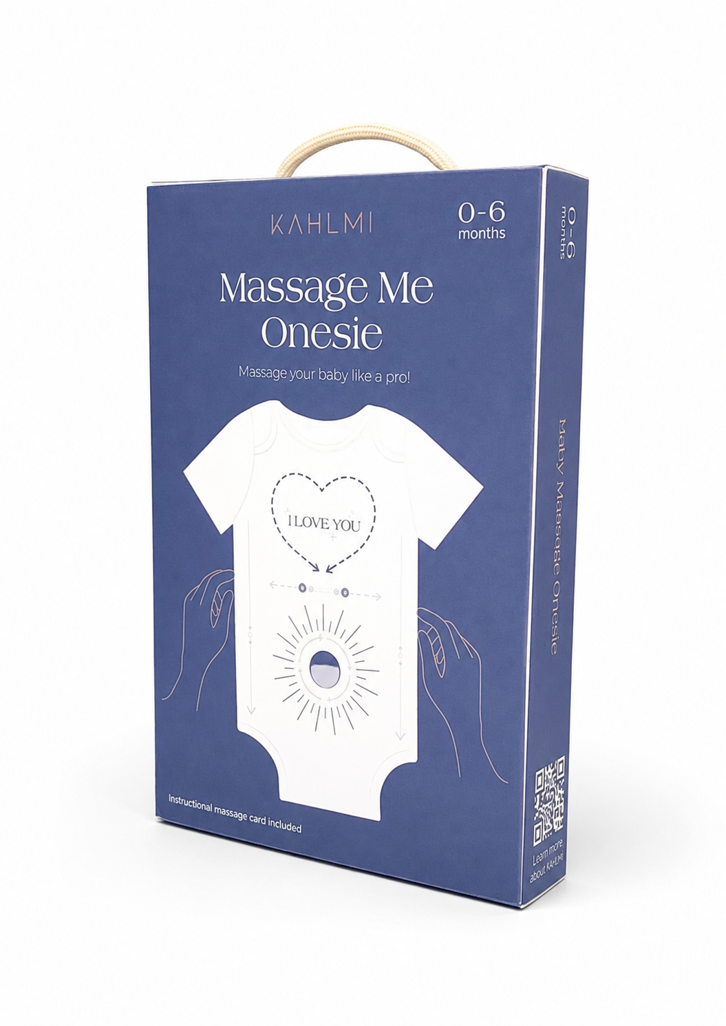 בגד גוף לתינוק Kahlmi Massage Me – מדריך עיסוי מודפס | גיל 0–6 חודשים