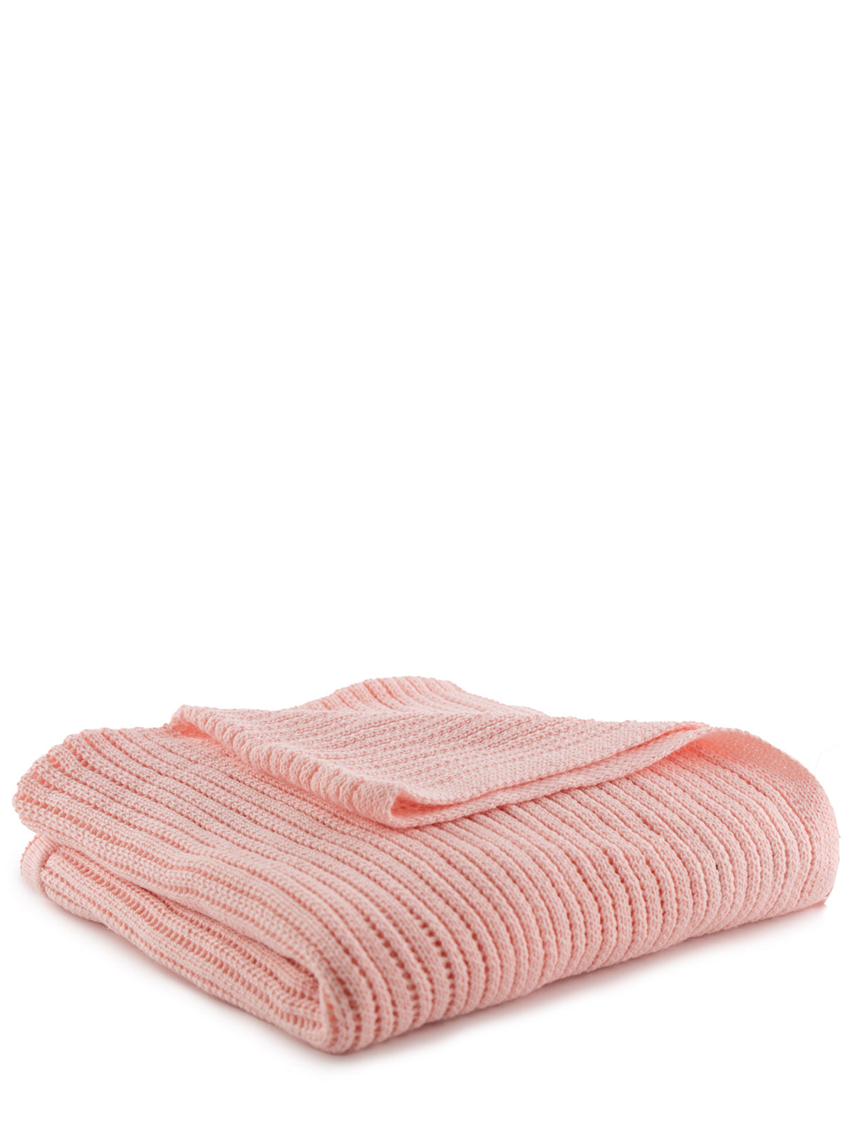 שמיכת תינוק סרוגה (100% כותנה) - שמנת/ורוד