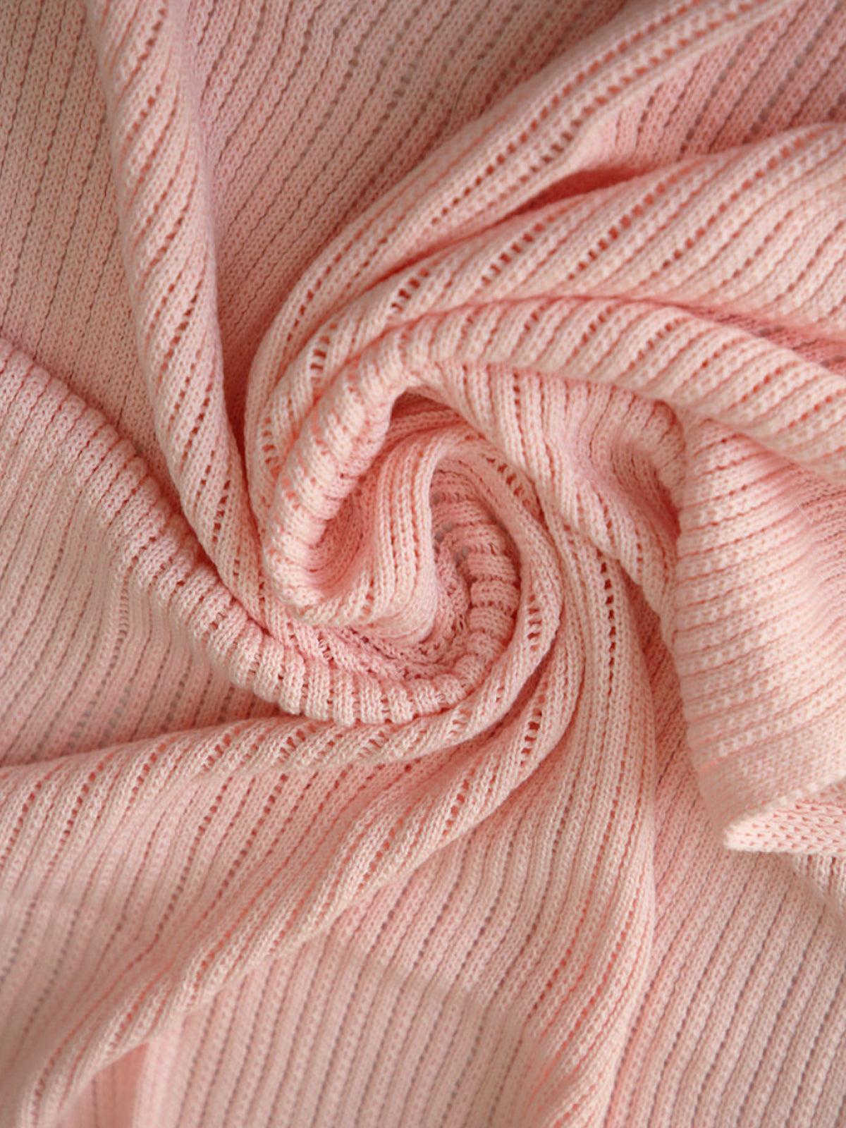 שמיכת תינוק סרוגה (100% כותנה) - שמנת/ורוד