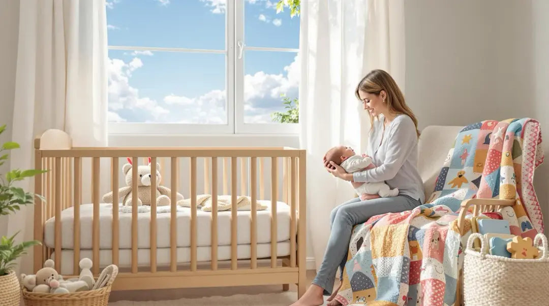 אמא מטפלת בתינוק באמצעות המתנה לתינוק שקיבלה