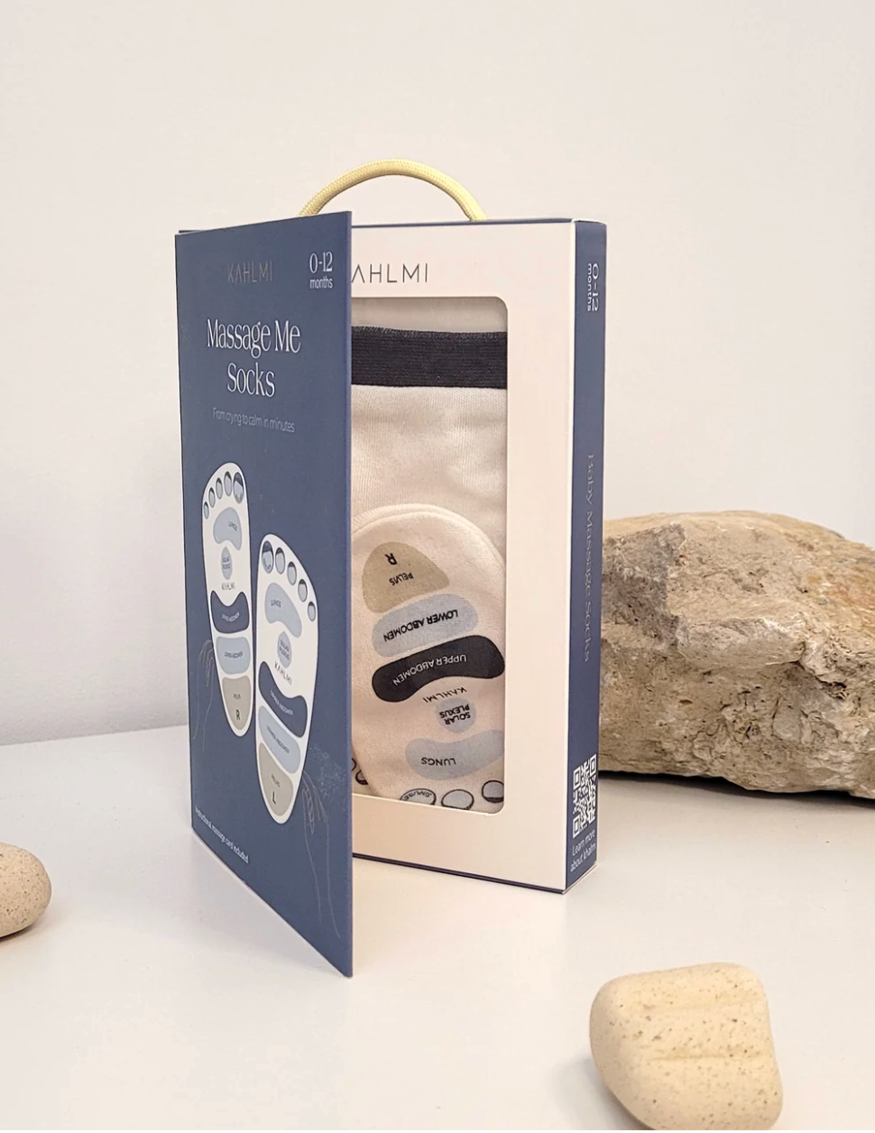 גרבי עיסוי ורפלקסולוגיה לתינוקות Kahlmi – להקלה על גזים, קוליק ואי־נוחות | גילאי 0–12 חודשים