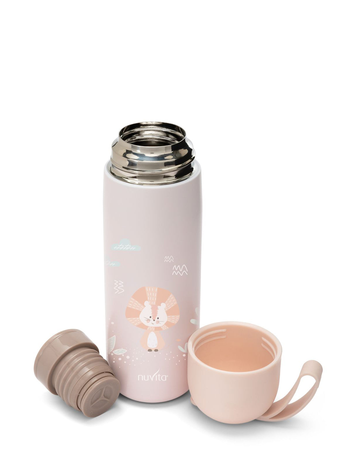 תרמוס לנוזל בנפח 400 מ"ל עם ידית נשיאה מסיליקון וכוס לשתיה